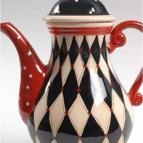 Coffee cafe by certified international red black and white diamond desig…